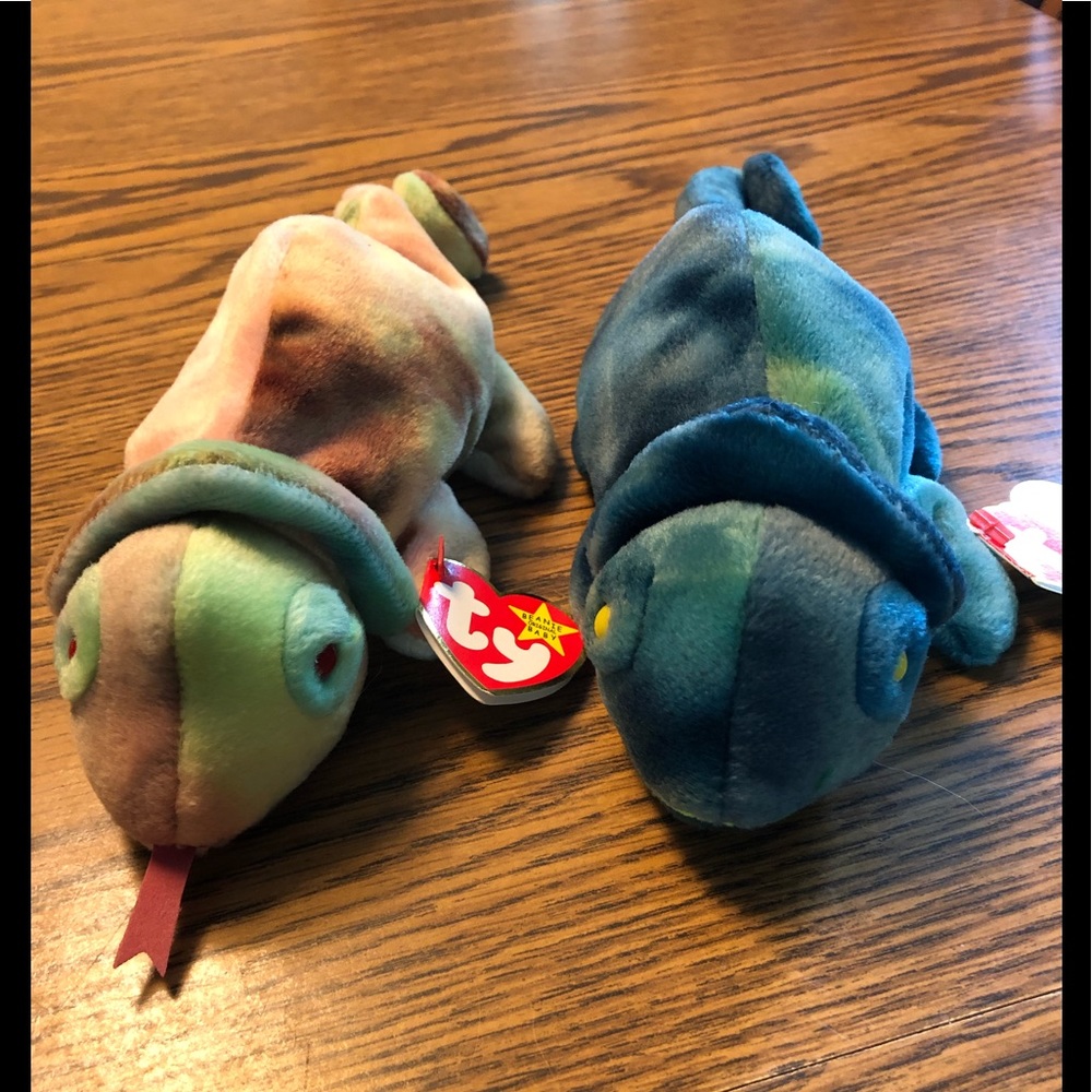 Two Rainbow Ty Beanie Babies